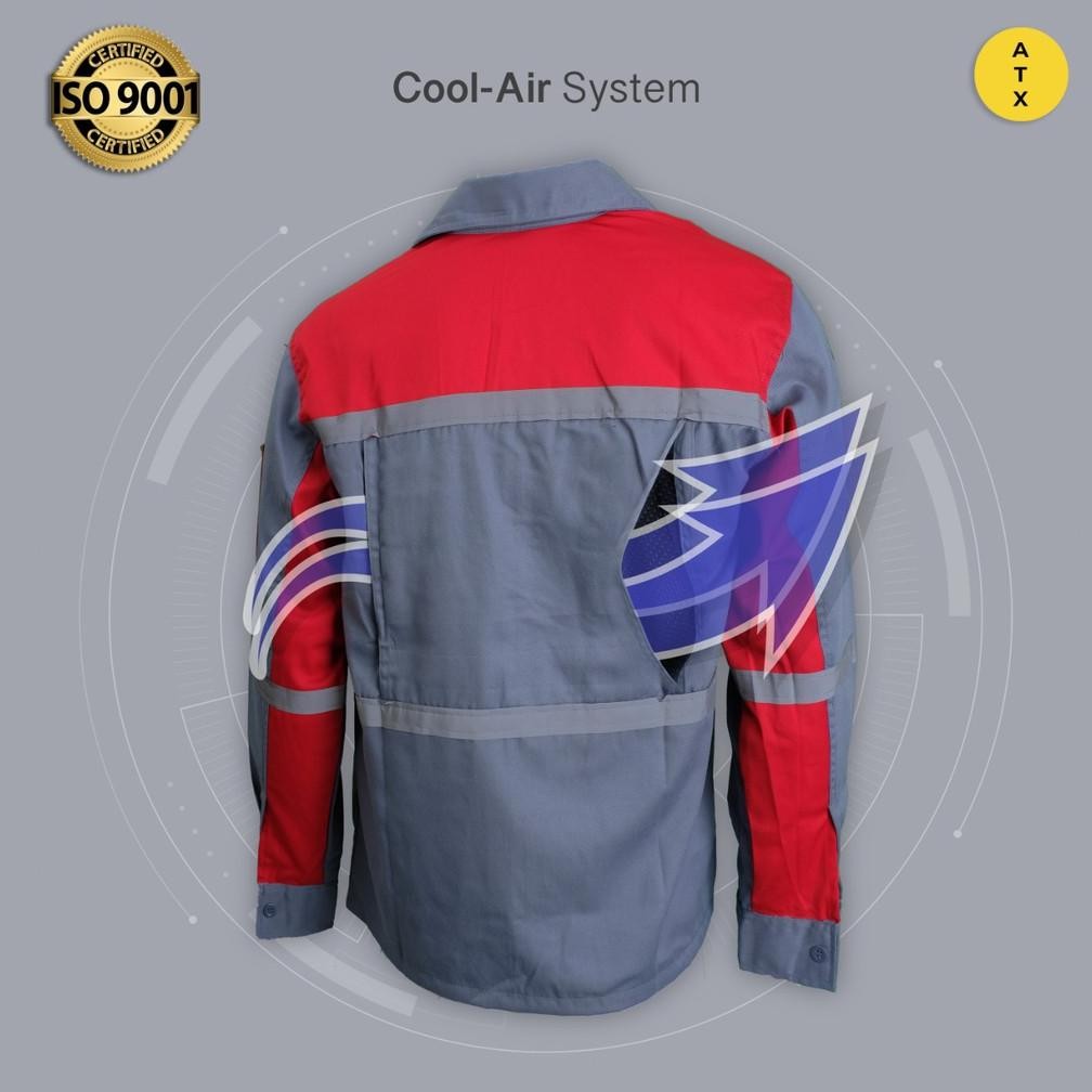 Trendy Wearpack Atasan Kemeja Safety Baju Safety Oren Kombinasi Navy ATX