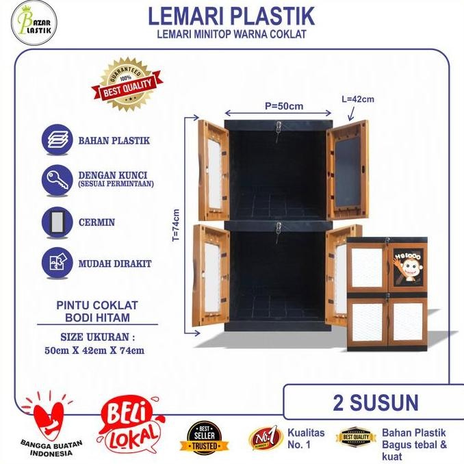 Promo Lemari Pakaian Plastik 2 Tingkat / Lemari Plastik Pakaian 2 Susun / Lemari 2 Susun Platik Deng