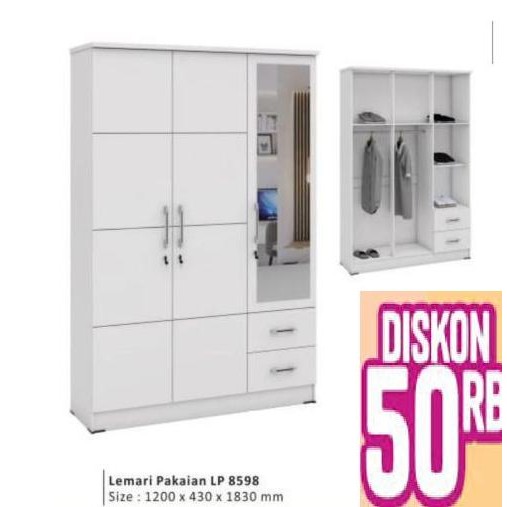 Promo Lemari pakain 3 pintu arlida type LLBP COD