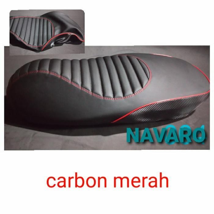 kulit jok vespa matic SPRINT carbon merah Original