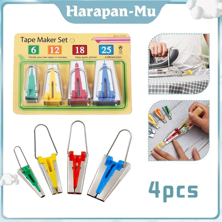 UGNDA 4 Pcs Alat Pembuat Bisban Kain Sepatu Pasang Bisban Bias Tape Maker Set Aksesoris Menjahit