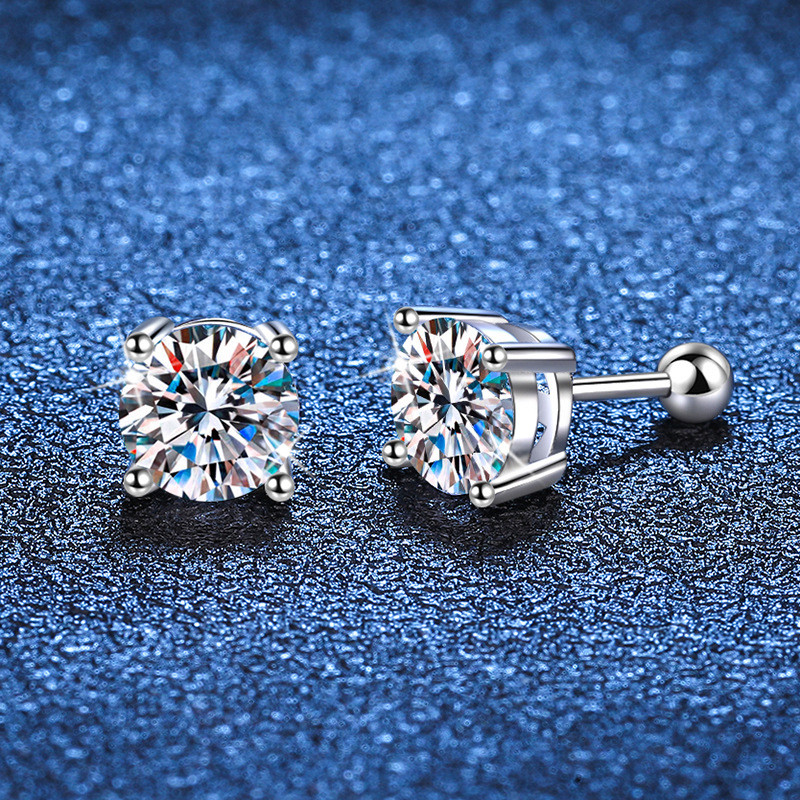 【COD】 Anting Moissanite Berlian Imitasi Cakar Empat Unisex Anting Moissanite