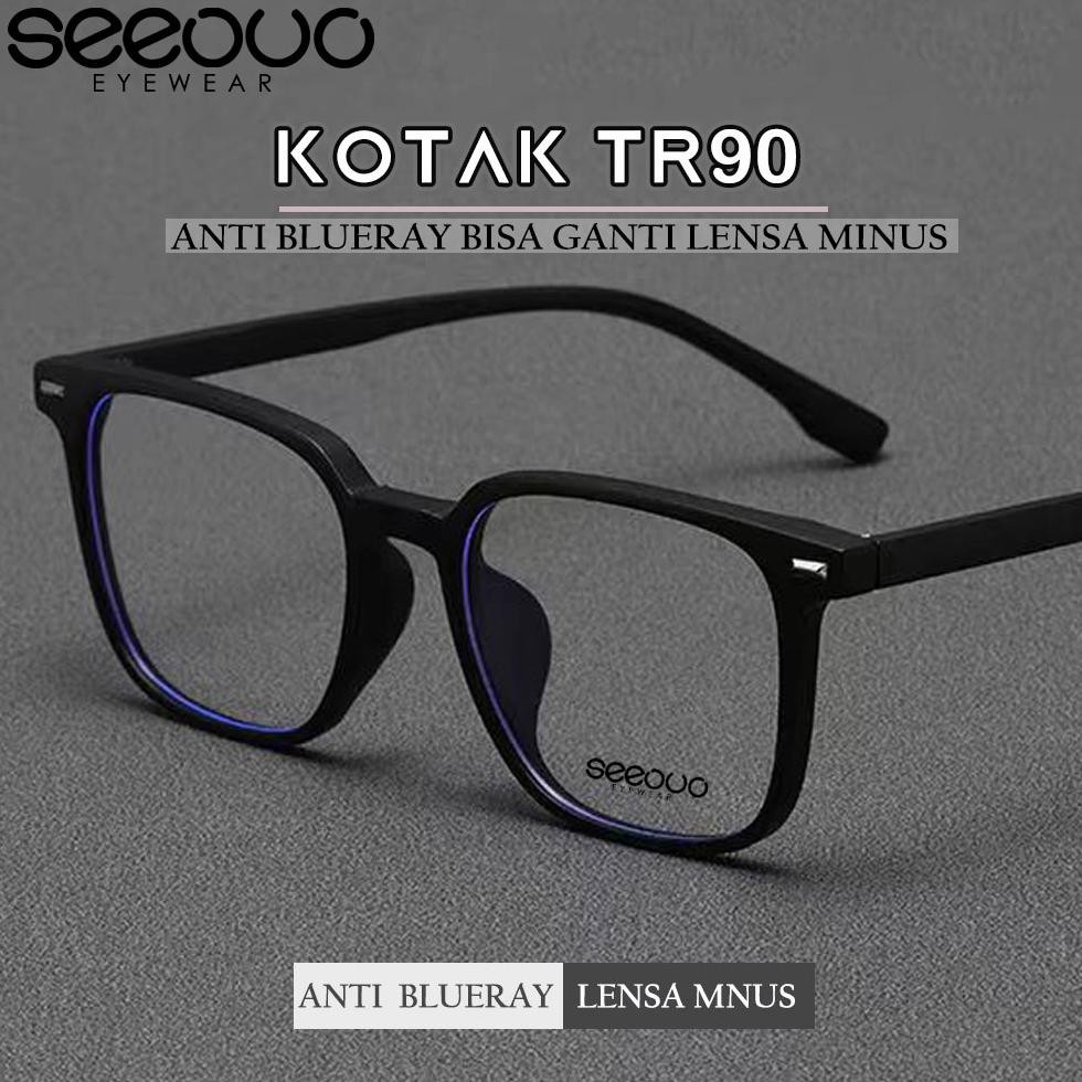 ROULACASE Seeouo Kacamata Antiradiasi Blueray Lentur keren Anti Sinar Biru Bentuk Kotak Bisa Minus F