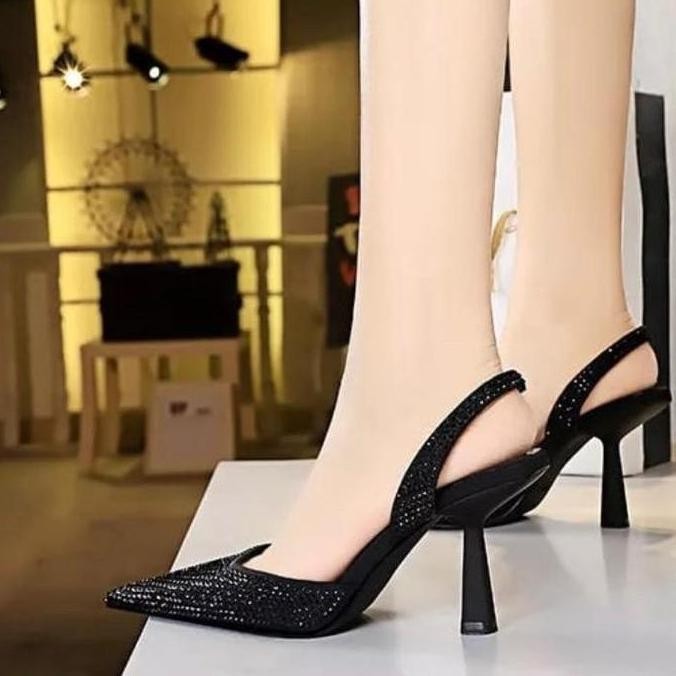 Sepatu Heels Wanita ZS 199 Heels 7cm Sepatu Heels Pesta Wanita Black HI