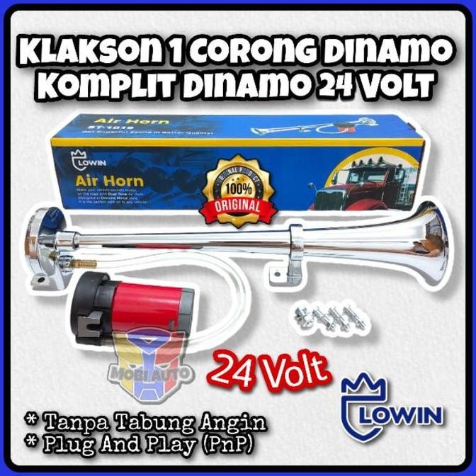 Klakson Angin Terompet 1 Corong + Dinamo Elektrik 24 Volt