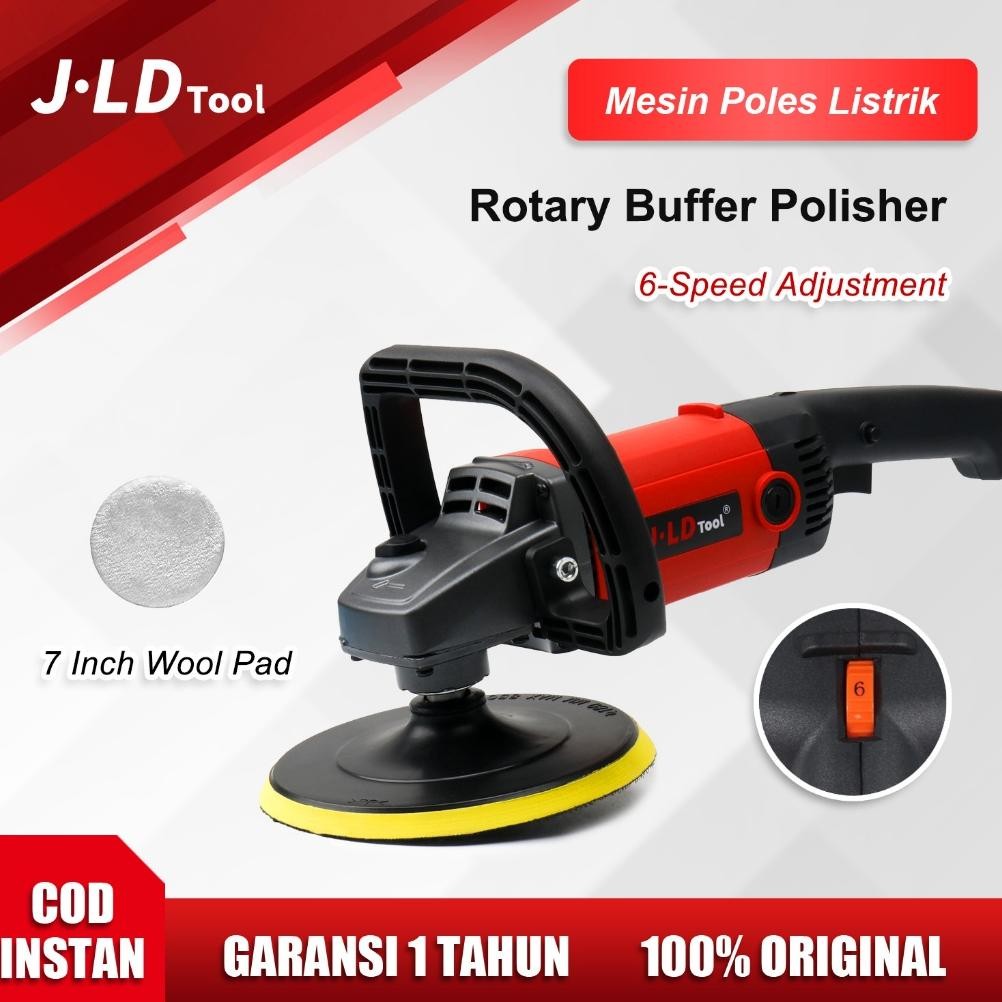 JLD 7" Rotary Car Buffer Polisher 6-Speed Mesin Poles Mobil 180mm Alat poles mobil