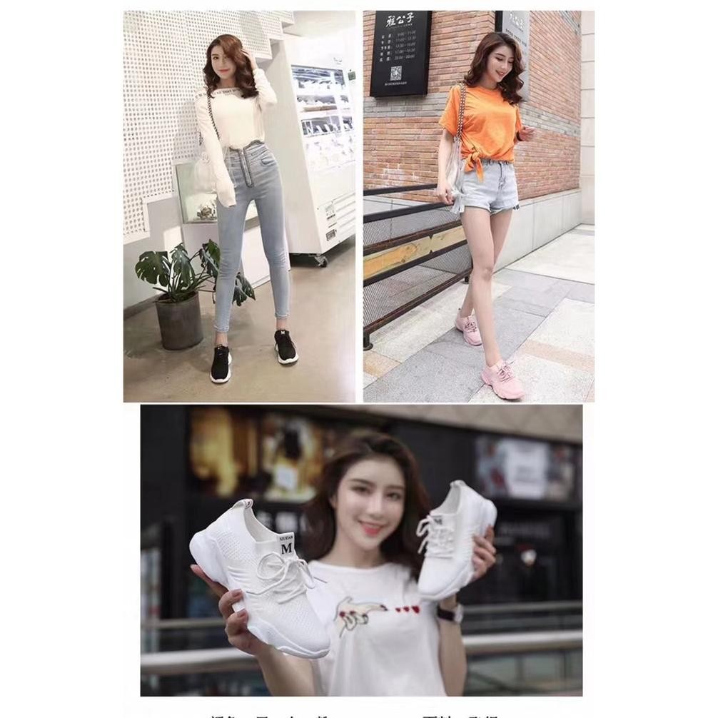 Model Baru Sepatu 2022 baru  olahraga wanita kasual sepatu anyaman terbang anti selip meningkat 