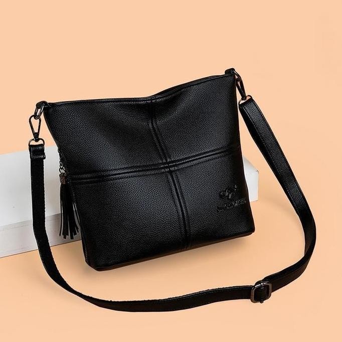 ENOTECA - TAS SELEMPANG WANITA KULIT HITAM NADIAN TA671B5 SLING BAG KOREA REMAJA KEKINIAN SIMPLE CAS