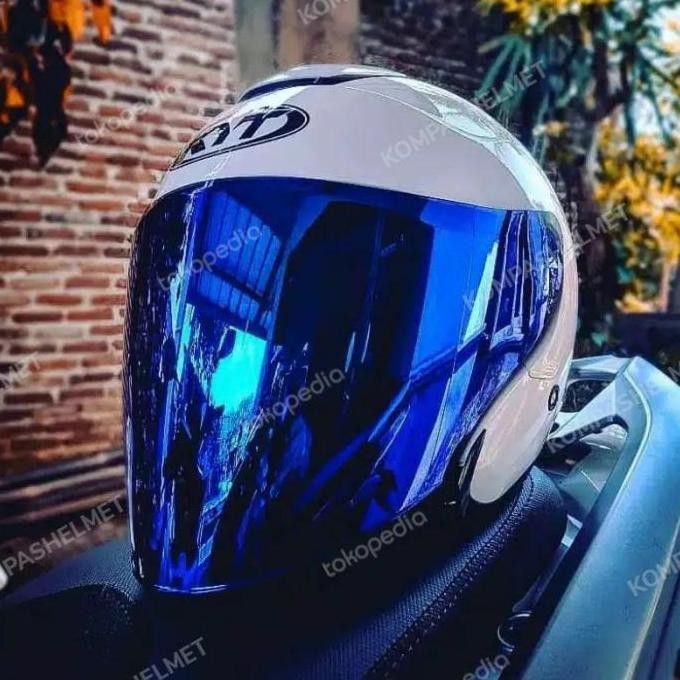 KYT HELM KYOTO SOLID WHITE VISOR VENOM IRIDIUM BLUE HARGA TERMURAH