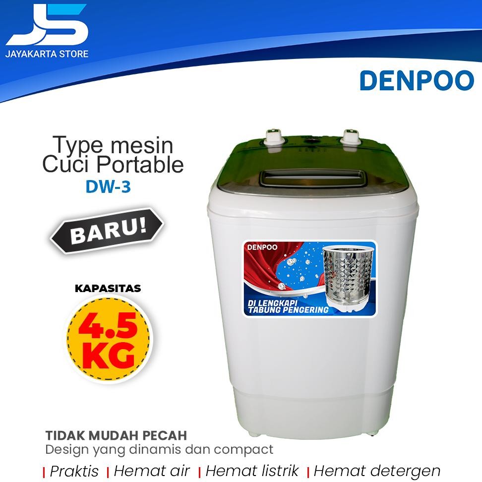 LEGOLANT- MESIN CUCI PORTABLE DENPOO MESIN CUCI MINI ( Bisa Cuci & Mengeringkan ) 4.5 KG DENPOO DW 3