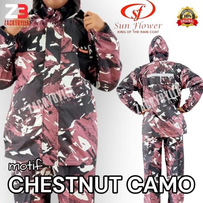 Promo Jas Hujan Sunflower Motif Original Setelan Jaket dan Celana Waterproof COD