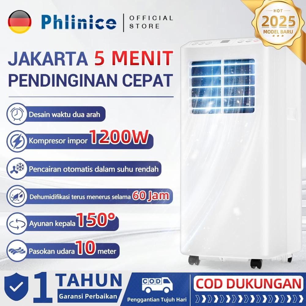 Ac Bergerak, Ac Portable 1.5Pk/1Pk,Pendingin, Dehumidifikasi, Pengurangan Kebisingan, Hemat Energi, 