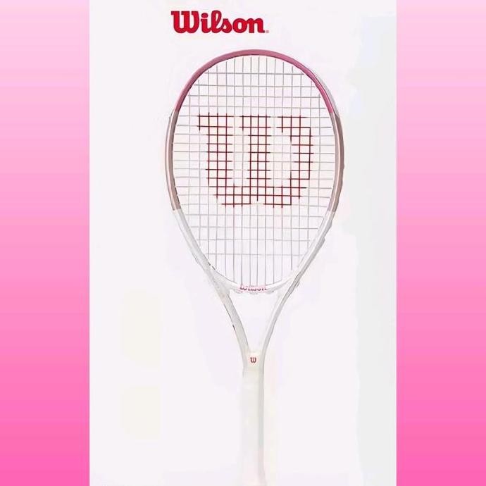 Raket Tenis WILSON BURN 113 WHITE PINK / Raket Wilson BURN WHITE PINK / Raket Tenis Pemula Wanita