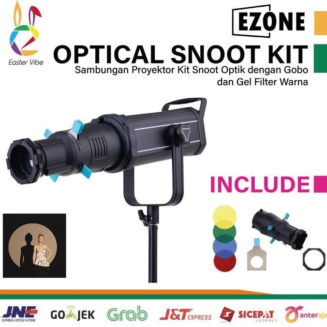 EZONE Optical Snoot Kit Projector Attachment With Gobo & Color Filter Gel