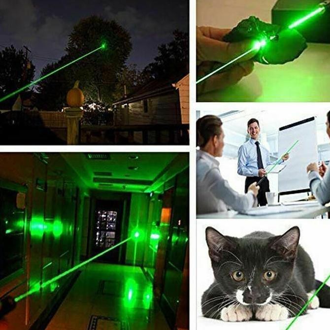 DF162>> Laser Leser Hijau Green Laser Pointer Jarak Jauh 303 Baterai Charge Original Senter