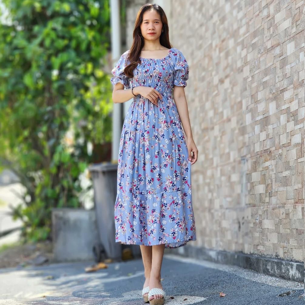 Kekinian - Long Dress Canda Double Ruffle Terlaris ~