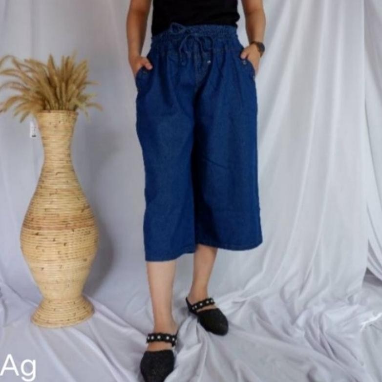 Terjangkau Kulot Jeans 7/8 Kulot Jeans 3/4 Celana Kulot Jeans Wanita Jumbo XXL dan standar XL Celana