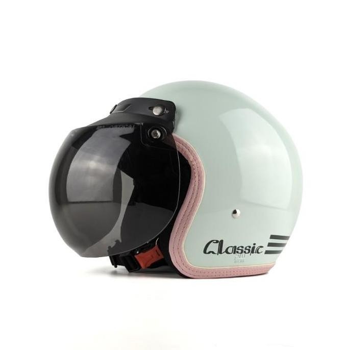 Helm Retro Bogo Wanita Cewek Perempuan Hijab Dewasa SNI Kaca Cembung