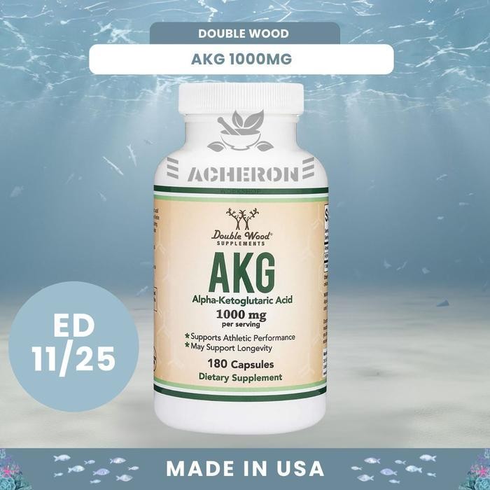 AKG Alpha Ketoglutaric Acid 500 mg Doublewood 80 kapsul Double Wood suplemen fitnes olahraga bakar l