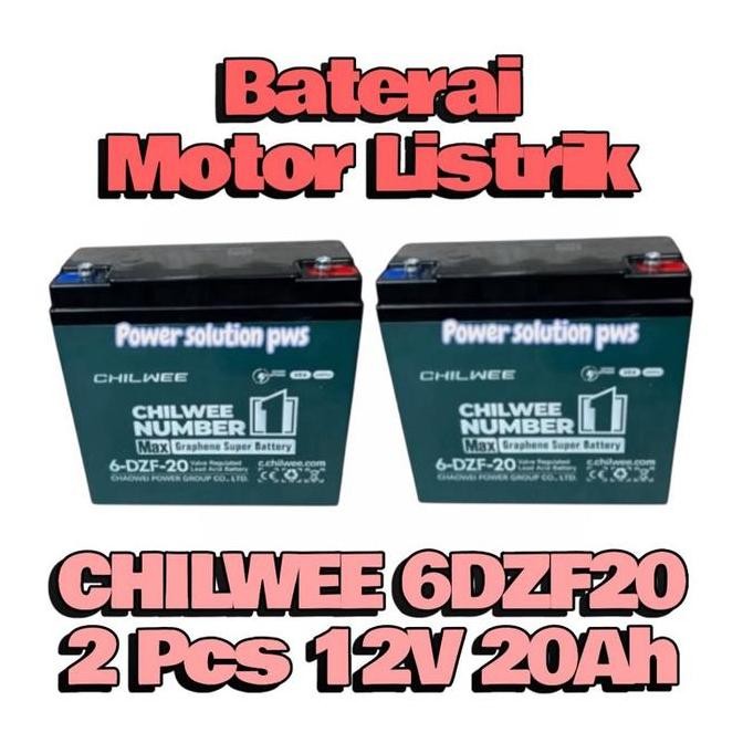 Baterai Motor Listrik Chilwee Model 6-DZF-20 12V 20Ah 1Unit Batre Sepeda Listrik Selis dll Aki Kenda