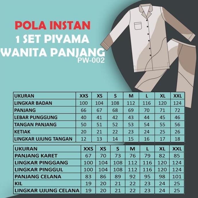 Pola Instan 1 Set Piyama Wanita/Pola Instan Piyama Wanita Murah