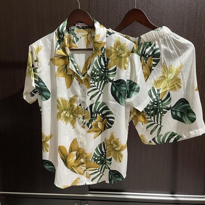 Wacoal Piyama 2 Pieces Set Celana Panjang / Pendek Silk Baju Tidur