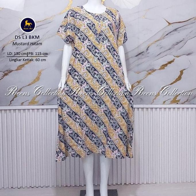 Daster Jumbo L3 Batik Kuda Mas | Daster Busui Ld 130 Cm Rayon Motif Premium