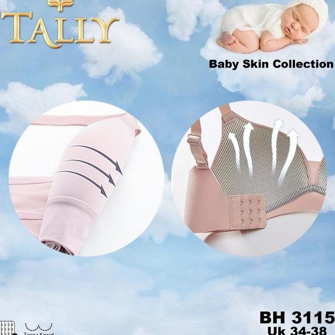 Tally Bra Wanita - Bh 3115 - Busa Tipis Cup A - B | Tanpa Kawat | Kait 3 | Size 34 - 38 Seamless | N