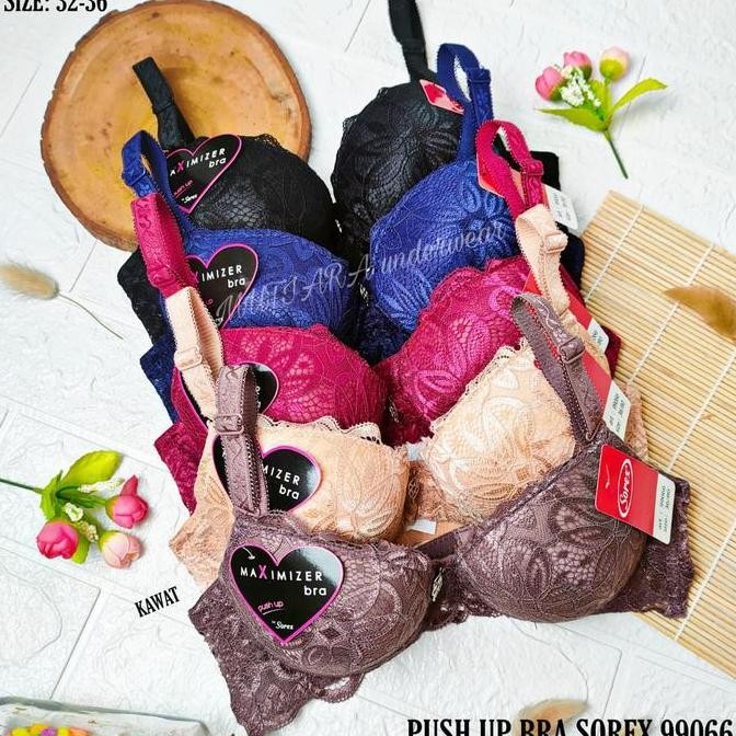 Push Up Bra Brukat Sorex 99066  32-36 Cup A-B Pakai Kawat/Bra Double Busa Sorex 99066 Bh Busa Tebal