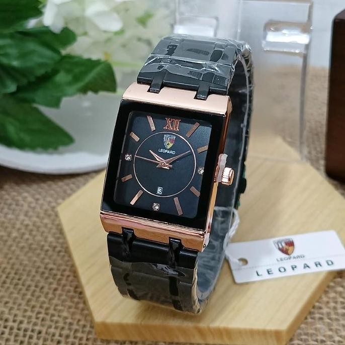 Leopard Kotak Simple Jam Tangan Pria/Wanita Tanggal Aktif Quartz Kaca