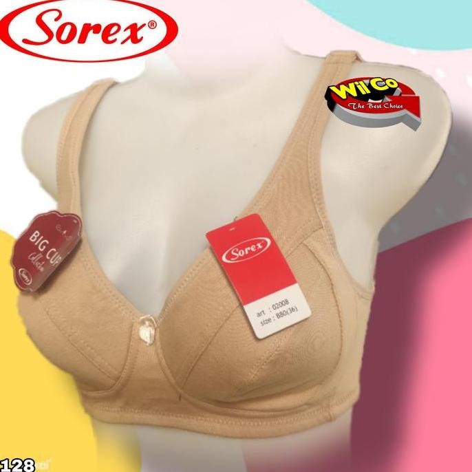 K128 Sorex Bra Busa Tipis Tanpa Kawat, Bh Sorex Tanpa Kawat Cup D Kait Tiga Size 36 - 44 Wanita Dewa