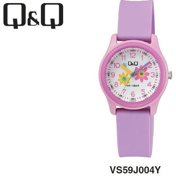 DB38>> Q&Q Original Jam Tangan Anak VS59 VS59J Analog Water Resist 10 BAR Tali Karet Stainless Steel