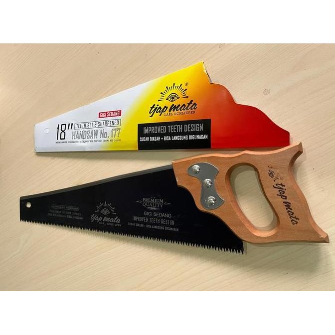 MYMO- TJAP MATA Gergaji Cap Mata GG Kayu 18inc Gergaji Kayu Tajam Handsaw Cap Mata dengan 18 Gigi da