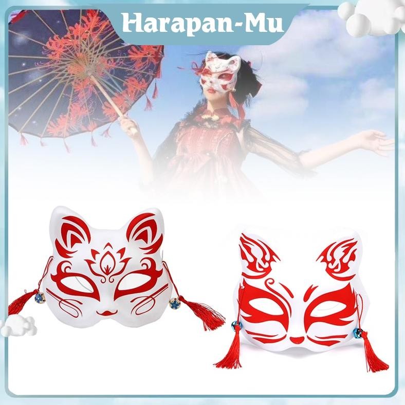 UGNDA Topeng Kitsune Topeng Anime Topeng Rubah Demon Topeng Fox Kitsune Mask Cosplay Kitsune