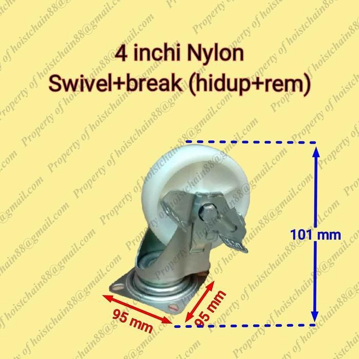 Roda/castor industri medium heavy duty Edly 4 inch untuk troli etalase