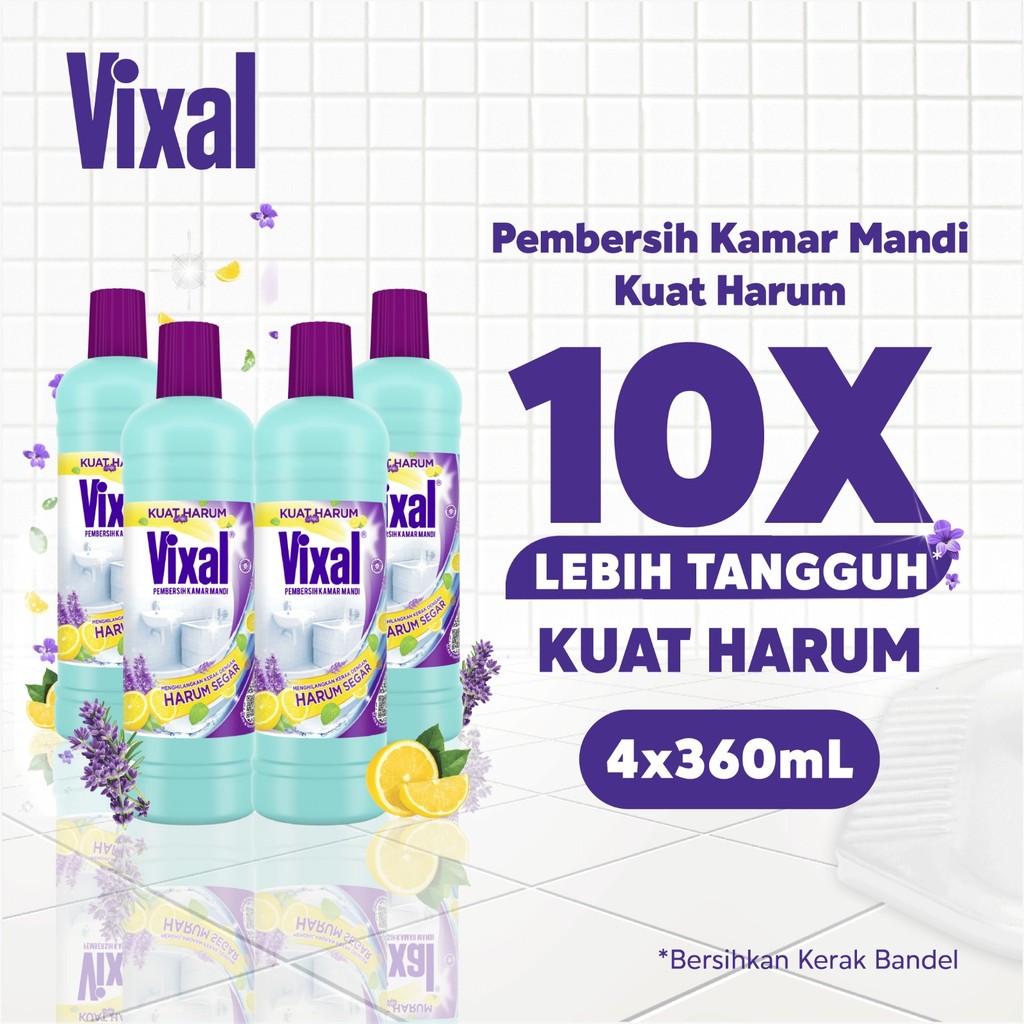 Vixal Pembersih Porselen & Kamar Mandi HCl Anti Kerak Bandel Kuat Harum 360 Ml x4