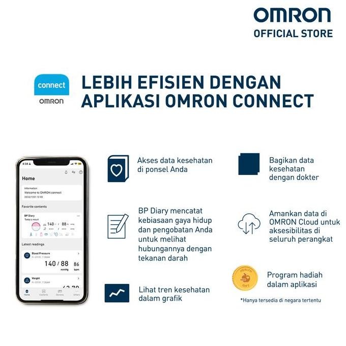 Omron Blood Pressure Monitor Hem-7600T Tensimeter Digital + Bluetooth