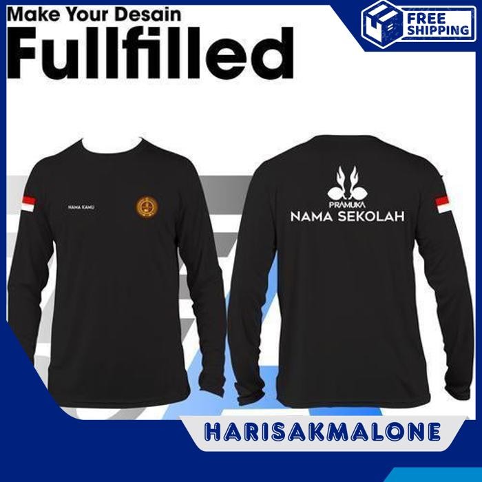 BERKUALITAS TINGGI KAOS TSHIRT BAJU MURAH COMBED 30S DISTRO LENGAN PANJANG GERAKAN PRAMUKA GRATIS NA