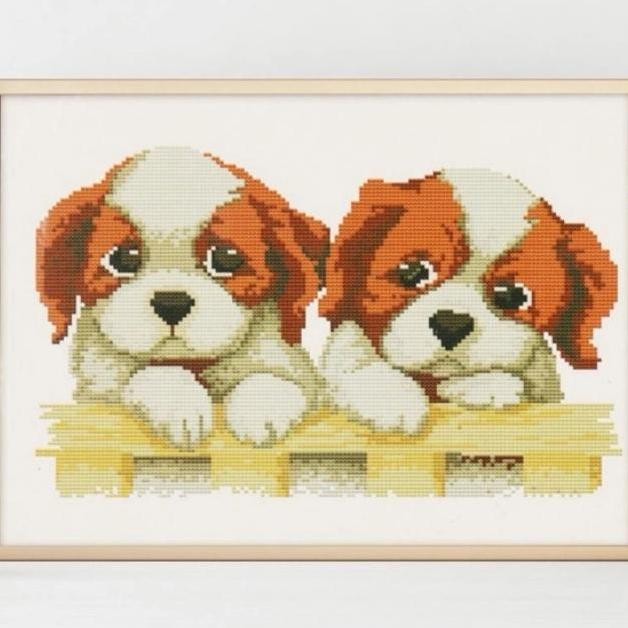 paket kristik dua anjing pola kain