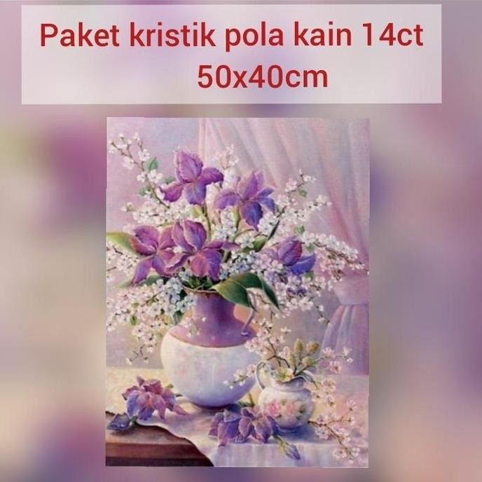 Paket kristik bunga lilac full sulam