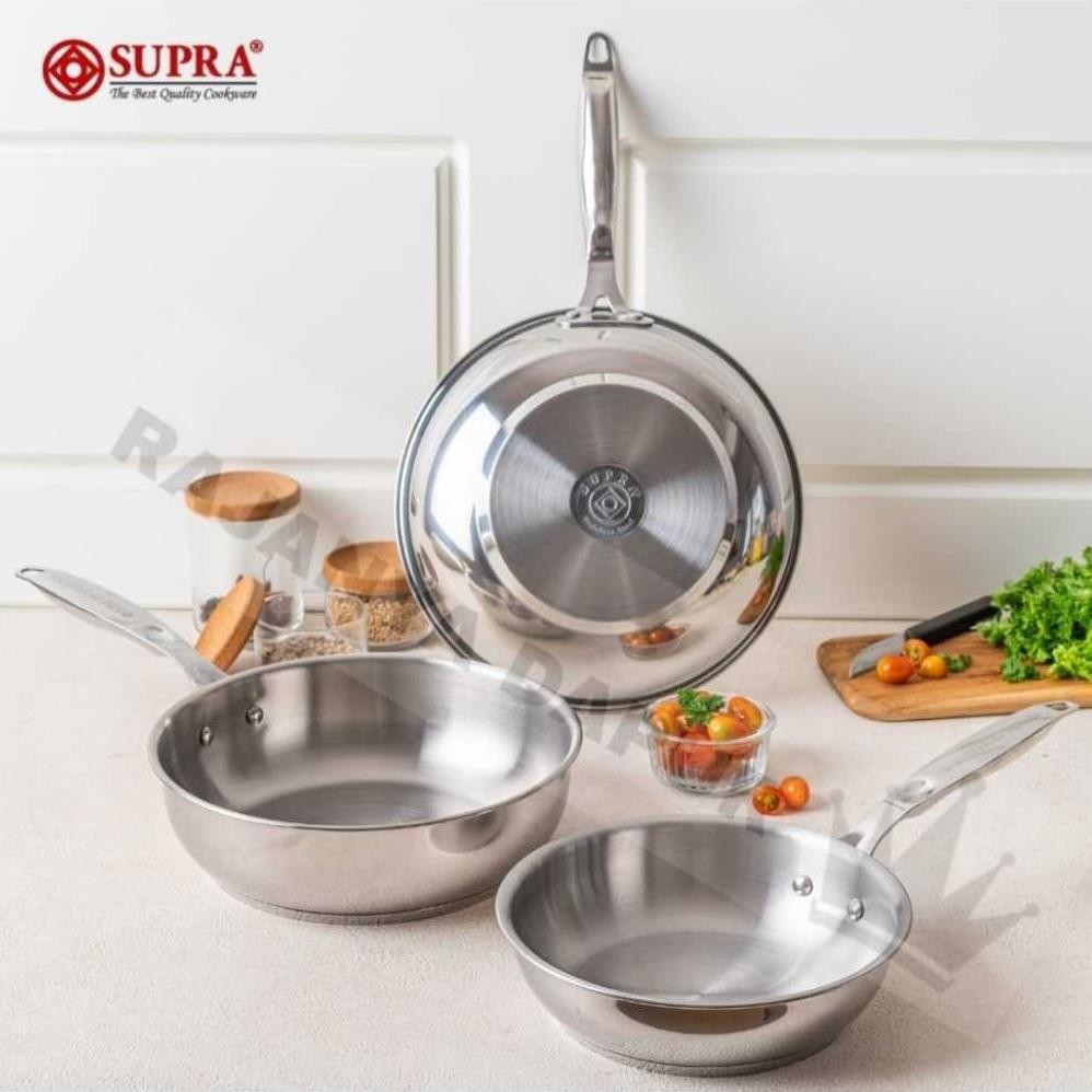 Supra panci frypan stainless steel SUS 304 impact bottom professional cookware series - wajan  pengg