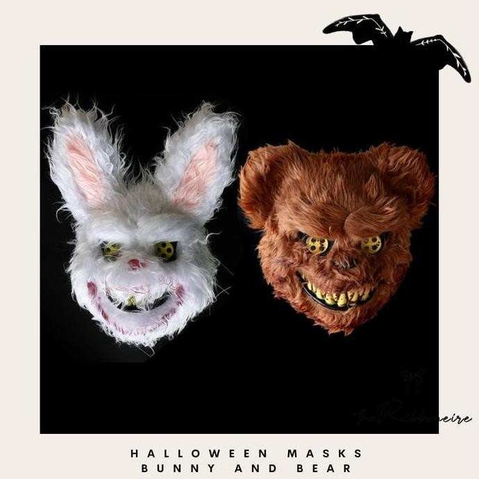 Topeng halloween/ halloween mask/ topeng kelinci topeng beruang bulu
