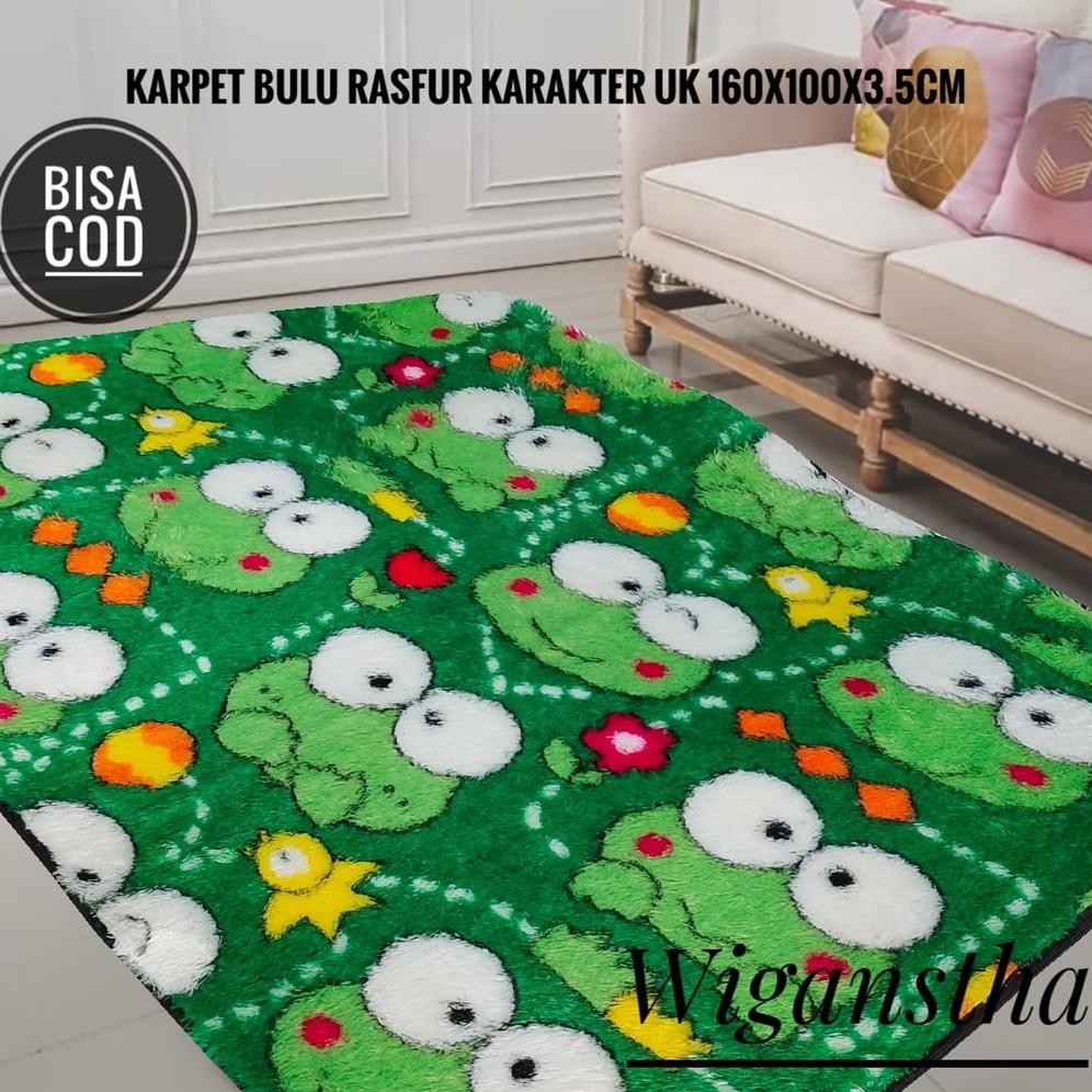 Karpet Bulu Rasfur Motif Karakter Panjang 160cm Lebar 100cm Tebal 3,5cm Karpet Lantai | Surpet