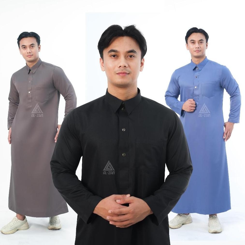 jubah Slimfit ATQIA jubah gamis pria muslim slimfit jubah gamis pria lengan panjang Bordir busana mu