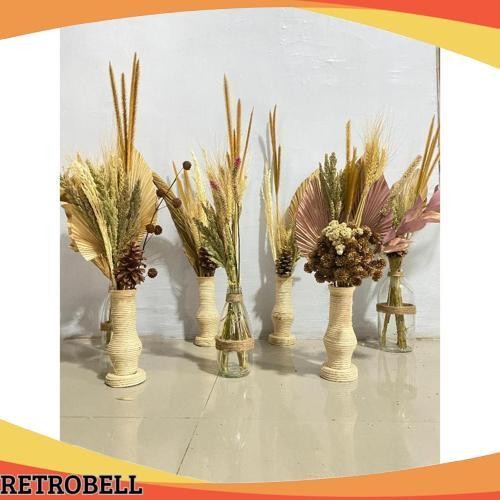 GROSIR Paket Bunga Kering untuk Meja/ Daun Palem Kering/ Dekorasi Rumah/ Dekorasi Estetik