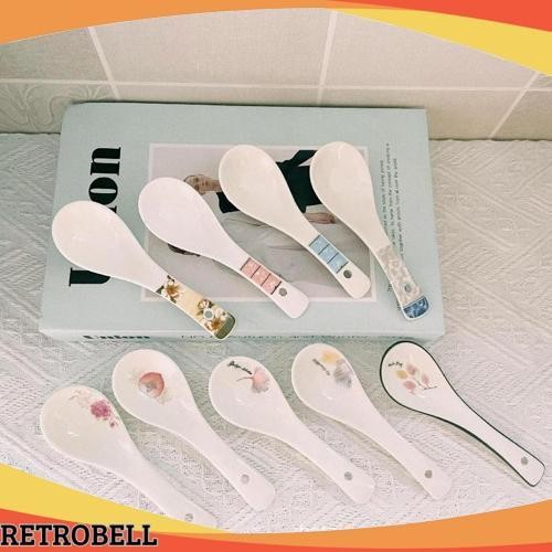 Paling Murah Sendok Bebek Sendok Sup Keramik Putih Tebal Motif Bunga