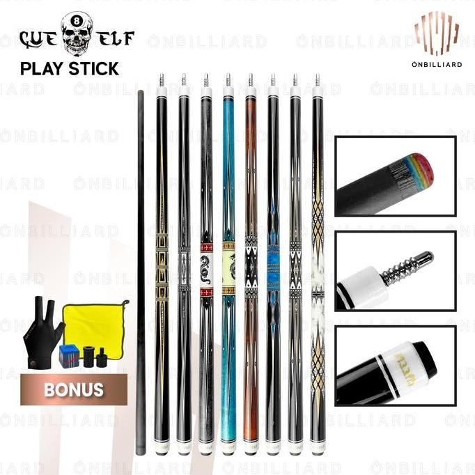 Cue Elf Play Cue Stick Carbon Low Deflection Stik Cueelf Billiard Billiar Billyar Premium