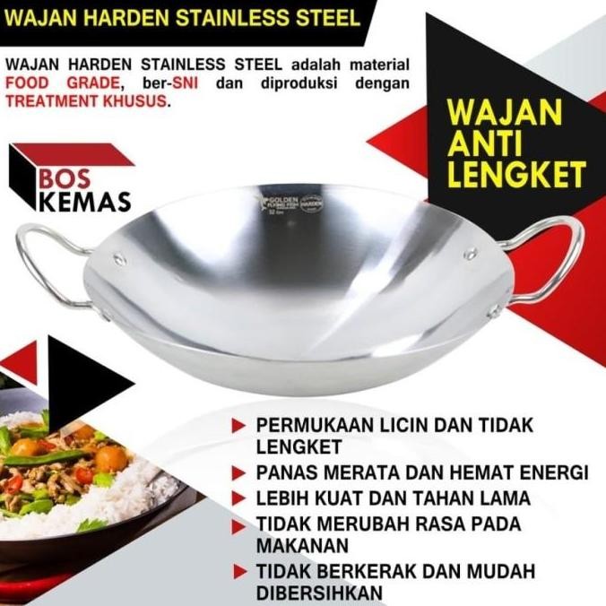 Wajan Anti Lengket Stainless Harden Steel Wajan Besar 40 Cm 42 Cm