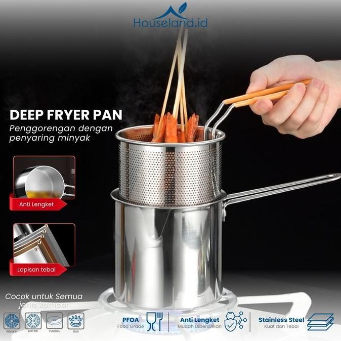 [Panci Sempol] Panci Penggorengan Deep Frying 5 In 1 Multi Deep Fryer Stainless Steel Saringan Capit