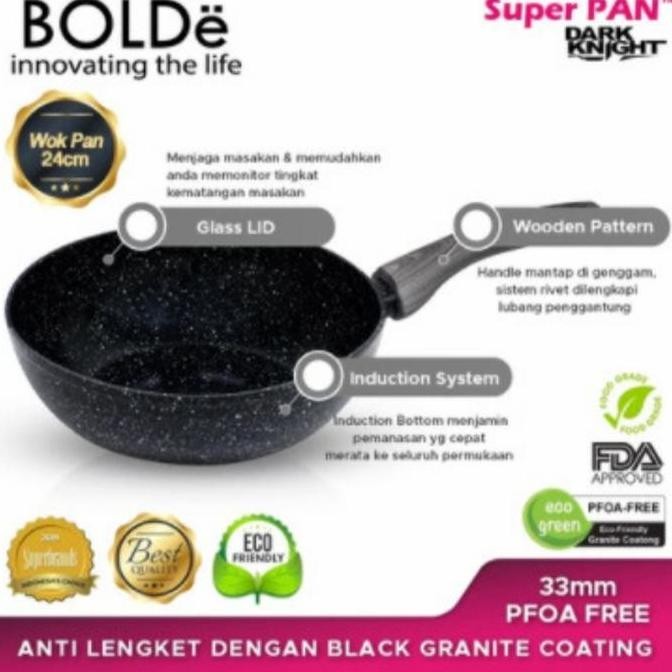 WAJAN PENGGORENGAN 24 CM BLACK BOLDE WOK PAN GRANIT ANTI LENGKET